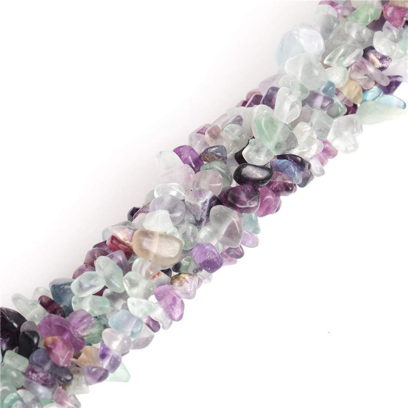 JOE FOREMAN 6-8mm Fluorite Gravel Gemstone Chips Beads for Jewelry Making Freeform Rainbow 34" JOE FOREMAN - Image 1
